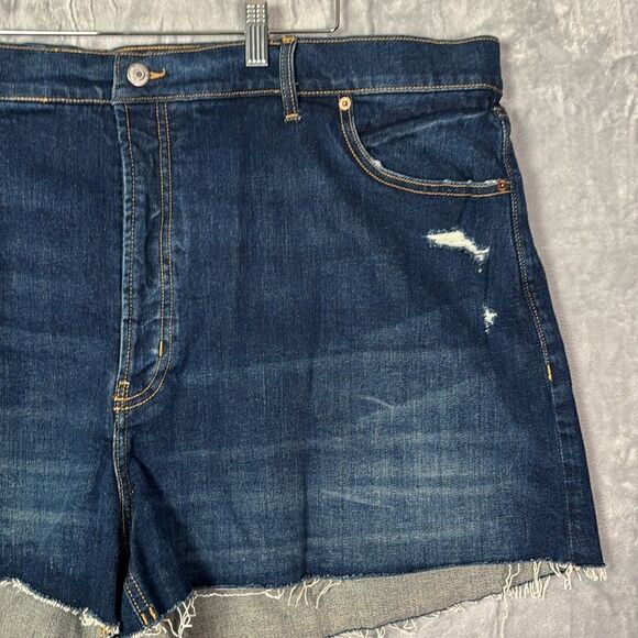 Old Navy Higher High Rise Sky Hi A-Line Dark Wash Cut off Denim Jeans Size 26 - Picture 2 of 6